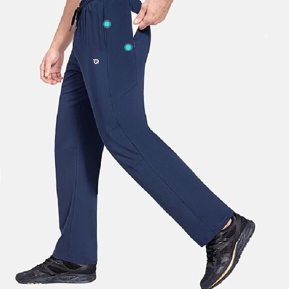 Baleaf Men's Fleece Lined Water Resistant Sweatpants Winter Zip Pockets BLUE XL - Picture 14 of 15